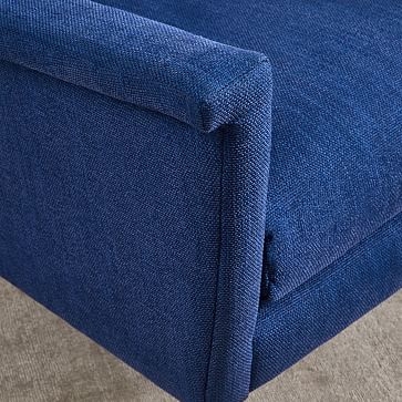 Carlo Mid-Century Chair, Poly, Yarn Dyed Linen Weave, Shelter Blue, Pecan - Image 3