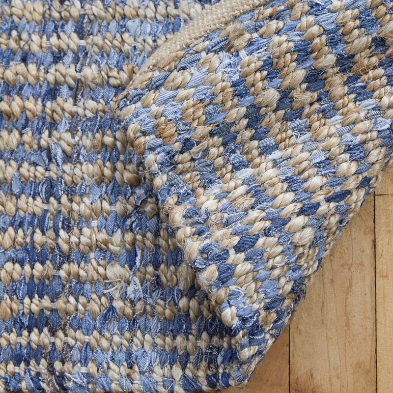 Kellar Hand-Woven Natural/Blue Area Rug, 8'x10' - Image 4