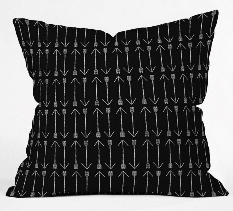 Black Arrows Throw Pillow 16"x16" Cover with Insert - Image 0