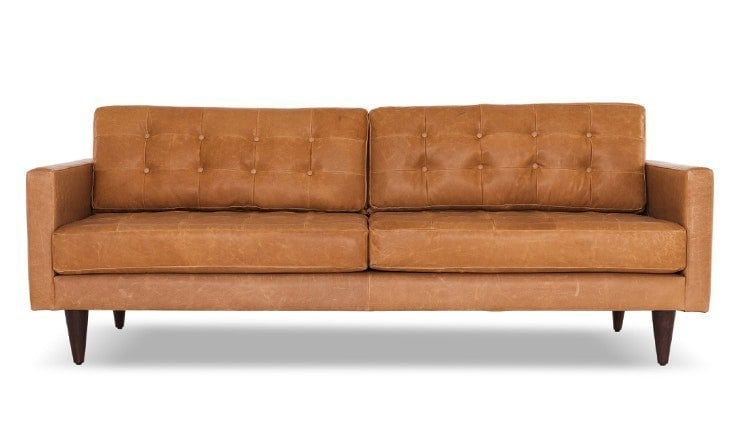 Eliot Mid Century Modern Leather - Sofa Santiago Camel - Image 0