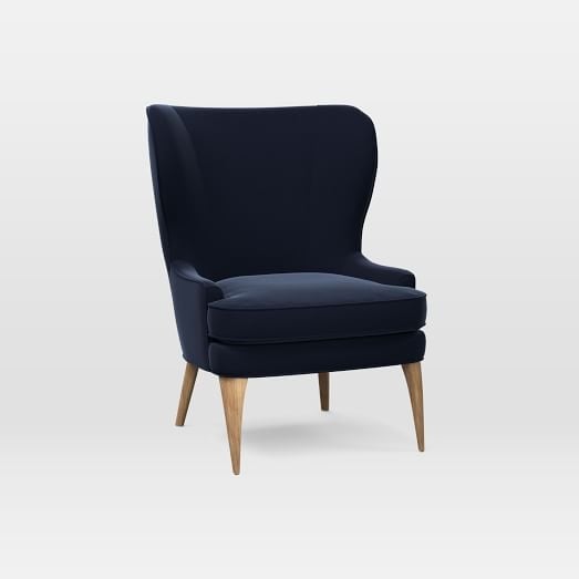 Owen Wing Chair, Performance Velvet, Ink Blue - Image 0