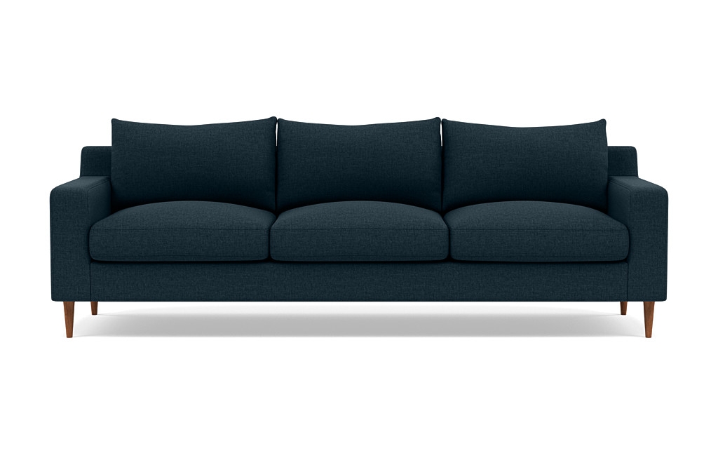 SLOAN 3-Seat Sofa, Union Monochromatic Plush, Oiled Walnut Tapered Round Wood - Image 0