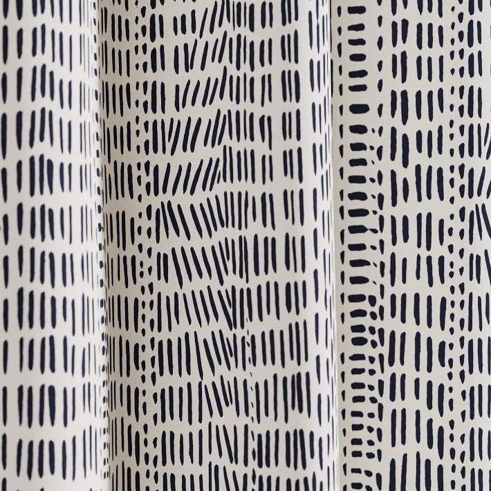 Cotton Canvas Bomu Curtain, Set of 2, Midnight, 48"x84" - Image 3