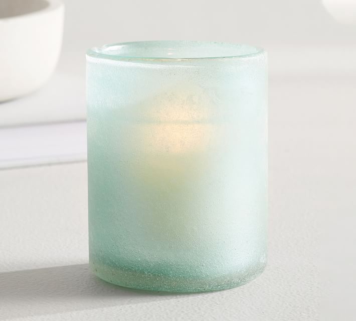 Frosted Glass Votive Holder, Sea Glass - Image 0