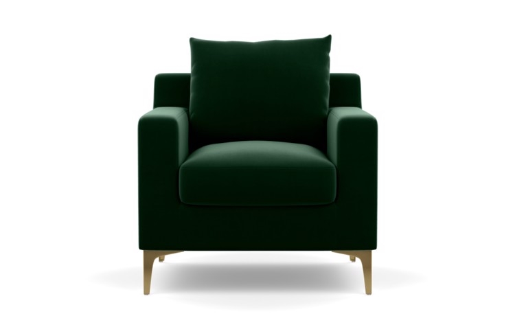 Sloan petite chair, Emerald green, Brass Legs - Image 0