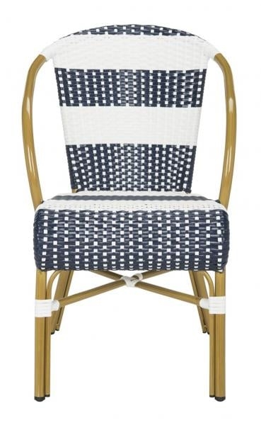 Sarita Striped French Bistro Stacking Side Chair - Navy/White - Safavieh - Image 0
