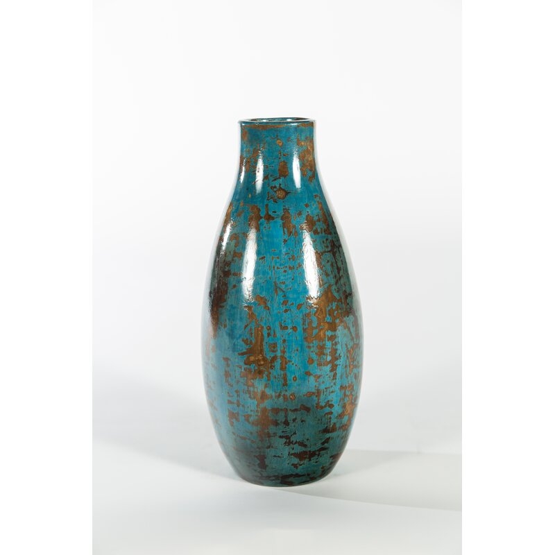 Prima Design Source Turquoise 13.5" Ceramic Table Vase - Image 0