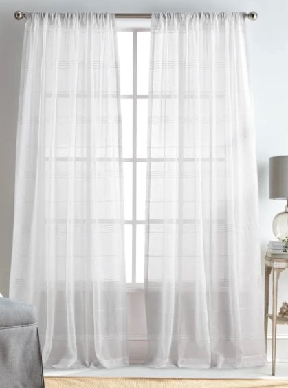 Delicate Striped Rod Pocket Curtain Panels (Set of 2) - Image 0