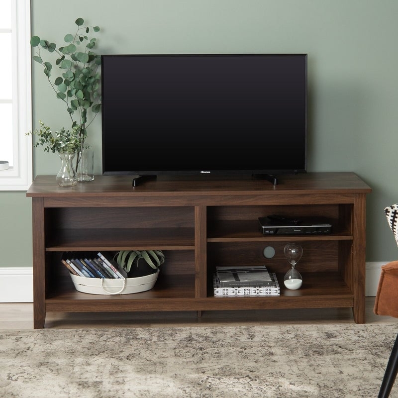 58" Simple Wood TV Stand - Dark Walnut  - Image 0