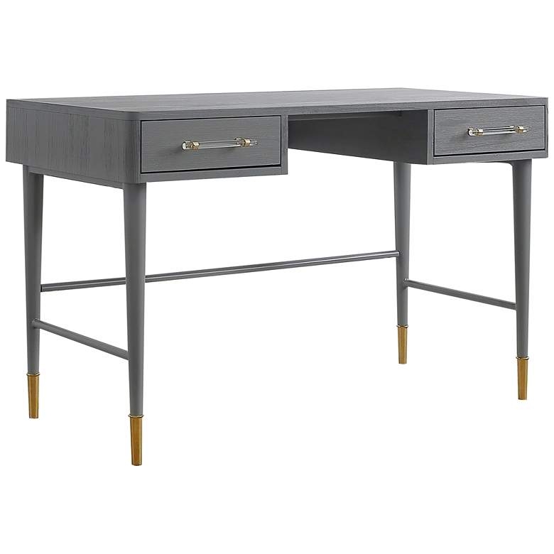 Talia 47 1/4" Wide Brushed Antique Gray 2-Drawer Wood Desk - Image 0