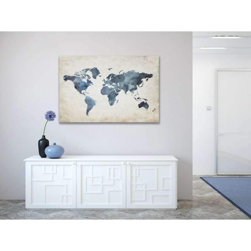 'Mapamundi New Worlds v2 Maps Art' Wrapped Canvas Print - Image 1
