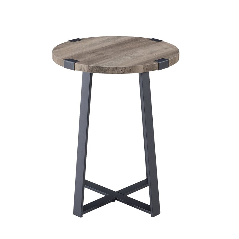 Gowie 23'' Tall Cross Legs End Table, Gray Wash - Image 3