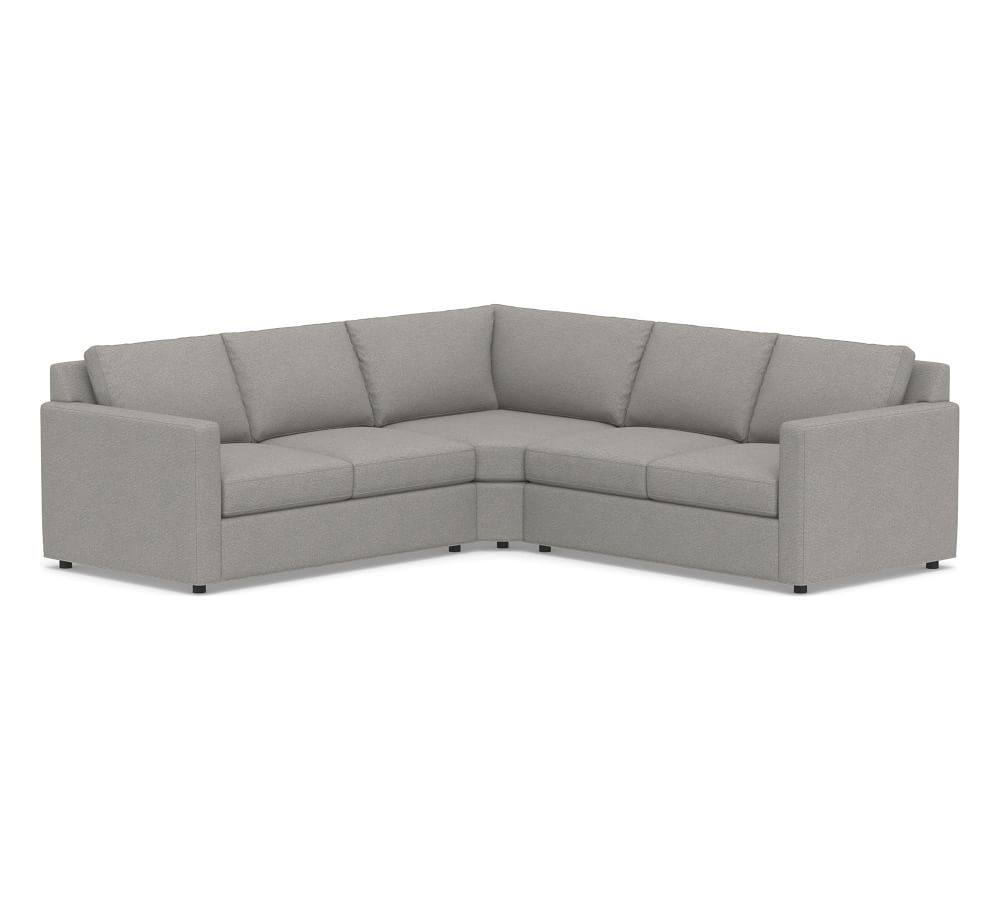 Sanford Square Arm Upholstered 3-Piece L-Shaped Wedge Sectional, Polyester Wrapped Cushions, Performance Heathered Basketweave Platinum - Image 5