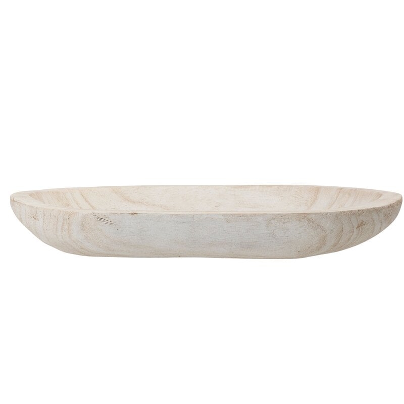 Wood Decorative Bowl in White - Image 0