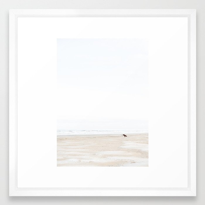The lone surfer | fine art surf beach photography | Wanderlust at the ocean Framed Art Print - Image 0