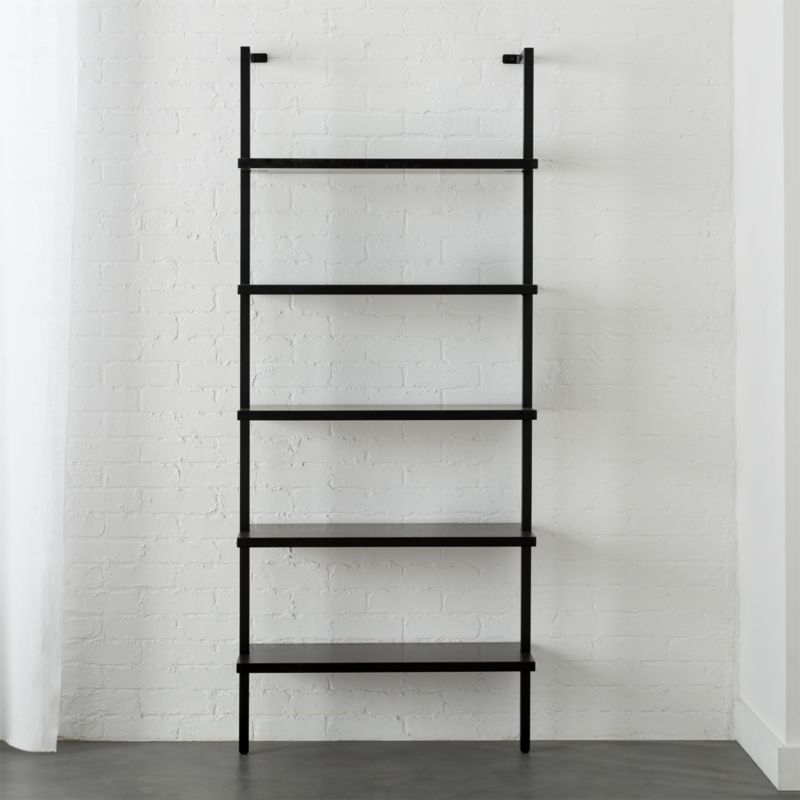 "Stairway Black 72.5"" Wall Mounted Bookcase" - Image 1