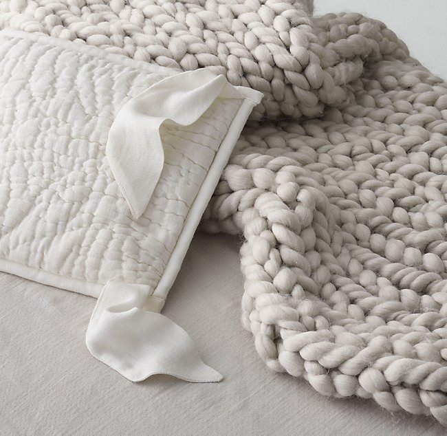 CHUNKY HAND-KNIT STROLLER BLANKET - ivory - Image 2