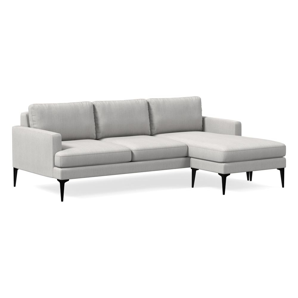 Andes Reversible Sectional, Frost Gray, Performance Basket Slub - Image 0