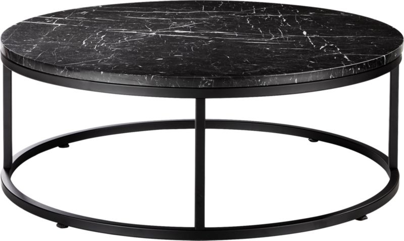 Smart Round Coffee Table, Black Marble - Image 0