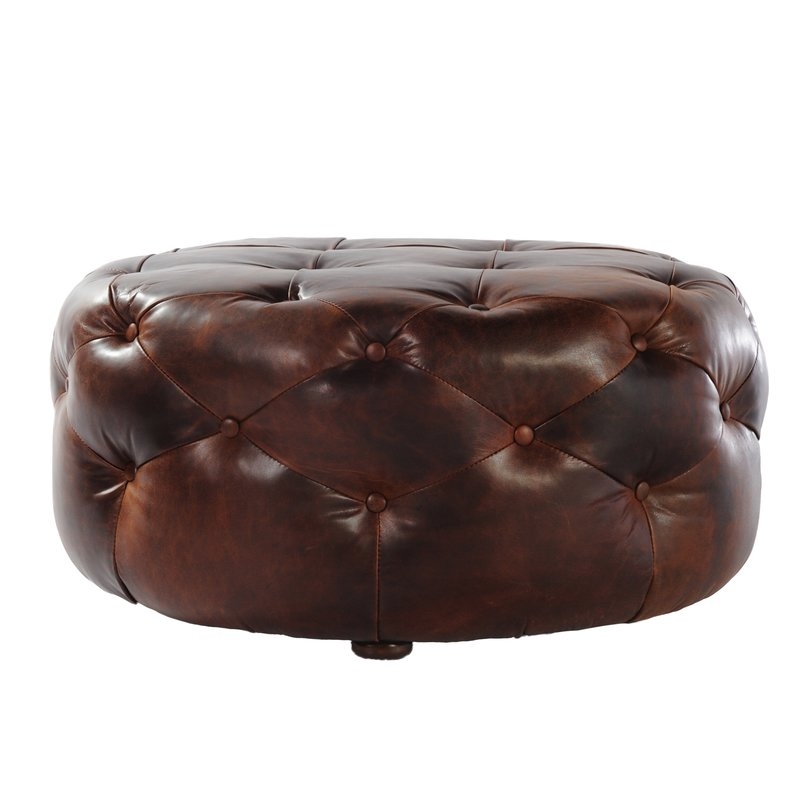 Canard Leather Cocktail Ottoman - Image 0