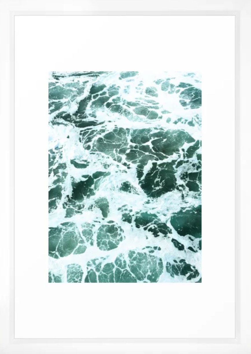 Ocean Waves Framed Art Print, Vector white frame, 15" x 21" - Image 0