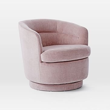 Viv Swivel Chair, Light Pink, Distressed Velvet, Individual - Image 0