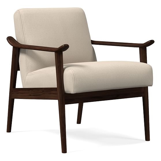 Midcentury Show Wood Chair, Poly, Performance Washed Canvas, Natural, Espresso - Image 0