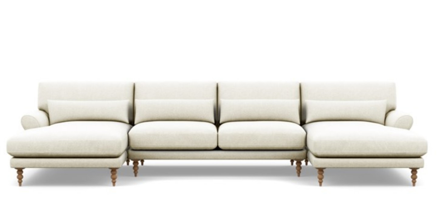 MAXWELL U-Sectional Sofa - Vanilla Static Weave - Natural Oak Tapered Legs - Image 0