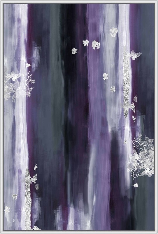 'VIOLETS SNOW' FRAMED GRAPHIC ART PRINT ON CANVAS - Image 0