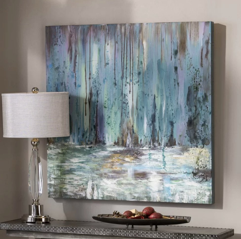 'Blue Waterfall' Painting on Wrapped Canvas - Image 1