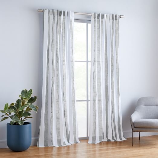 Cabana Stripe Curtains-48"X84" (Set Of 2) - Frost Gray - Image 0