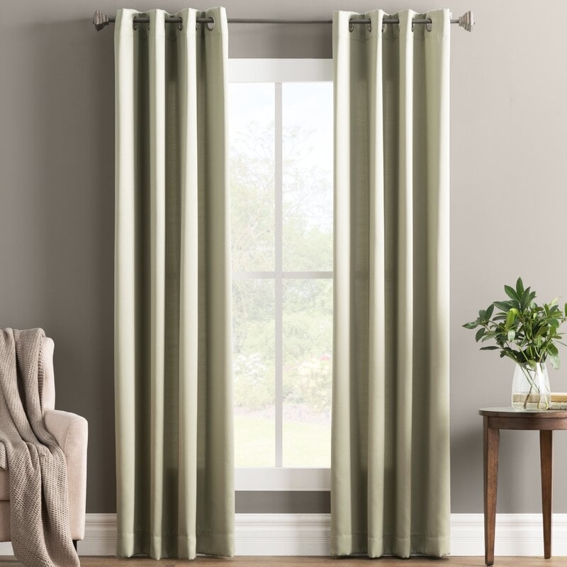 Solid Room Darkening Thermal Grommet Single Curtain Panel - Sage Green - Image 0