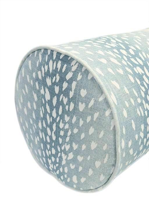Antelope Linen Print // Spa Blue Queen Bolster Pillow - Image 1