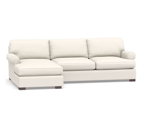 Townsend Roll Arm Upholstered Right Arm Sofa with Chaise Sectional, Polyester Wrapped Cushions, Performance Chateau Basketweave Ivory - Image 6