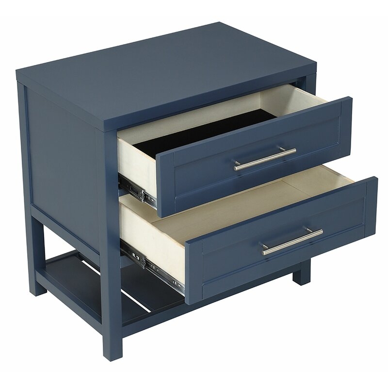 Medrano 2 - Drawer Solid Wood Nightstand / Blue - Image 1