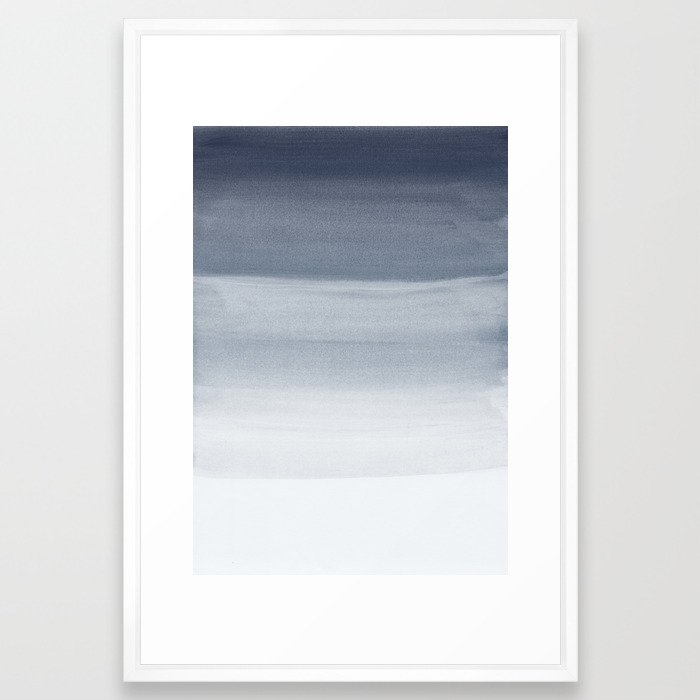 Touching Midnight Blue Watercolor Abstract #1 #painting #decor #art #society6 Framed Art Print - Image 0