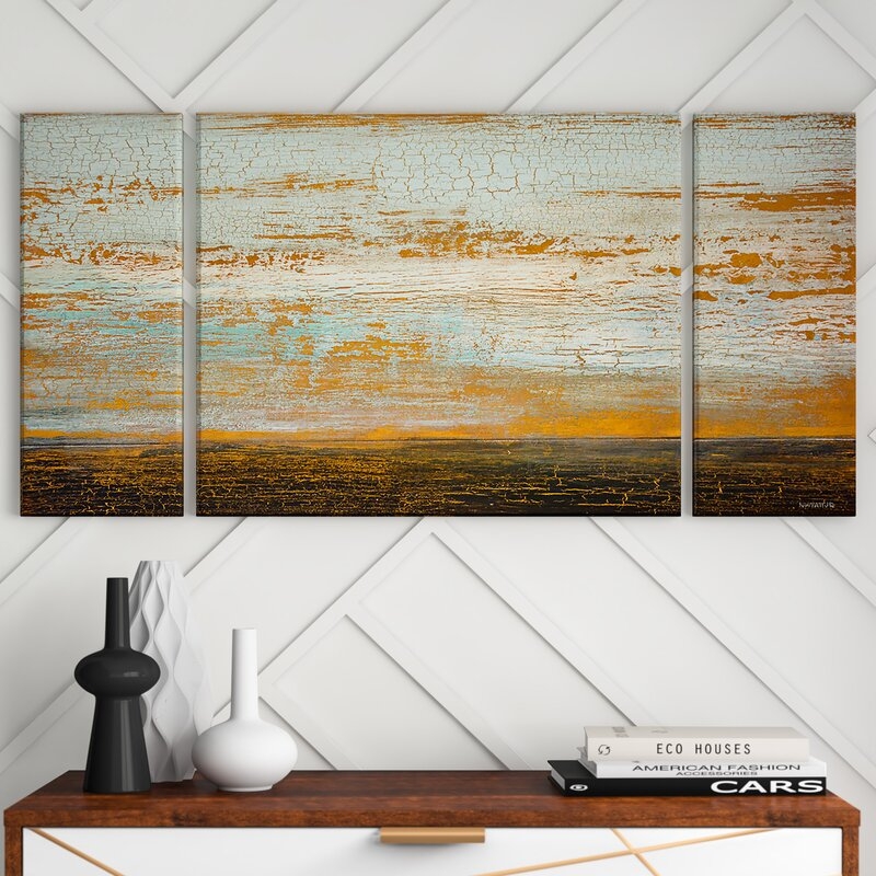 'Desert Flats' by Norman Wyatt Jr. 3 Piece Wrapped Canvas Painting Print Set - Image 4