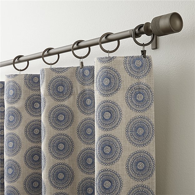 Aubrey Blue Embroidered Curtain Panel 50"x96" - Image 1