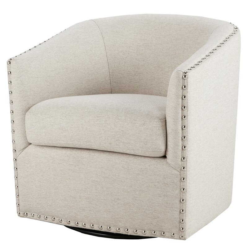 Leominster 28" W Polyester Swivel Barrel Chair - Image 0