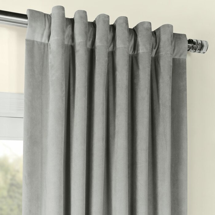 Albert Velvet Solid Blackout Thermal Rod Pocket Single Curtain Panel 50"x96" Silver Gray - Image 3
