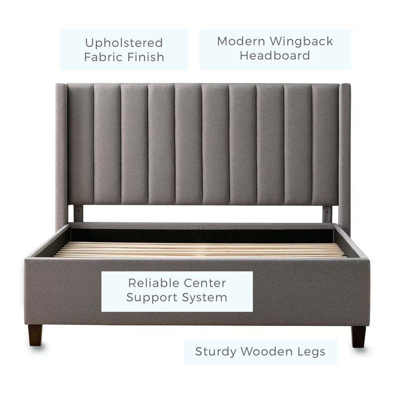 Rotz Upholstered Low Profile Platform Bed- stone, king - Image 3