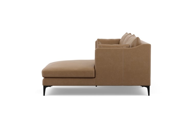 CAITLIN LEATHER BY THE EVERYGIRL Leather Sectional Sofa with Right Chaise/Matte Black Sloan L Leg - Image 4