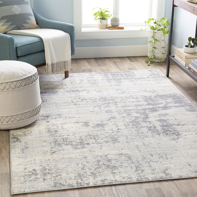 Rectangle 6'7" x 9'6" Manzanares Abstract Beige/Gray/Blue Area Rug - Image 4
