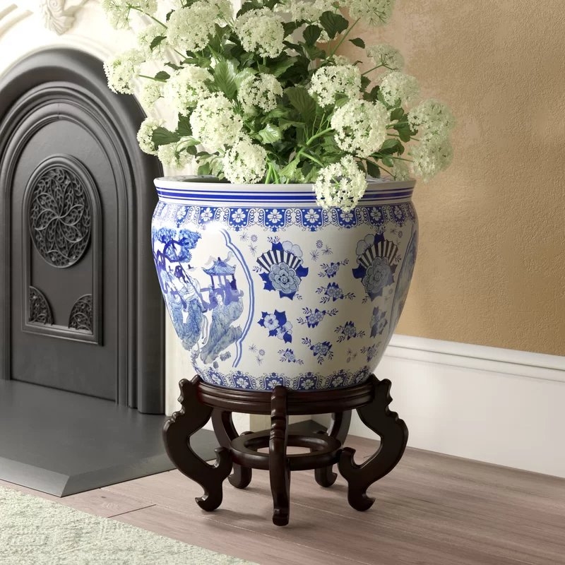 Christien 1-Piece Chinese Porcelain Pot Planter - Image 1