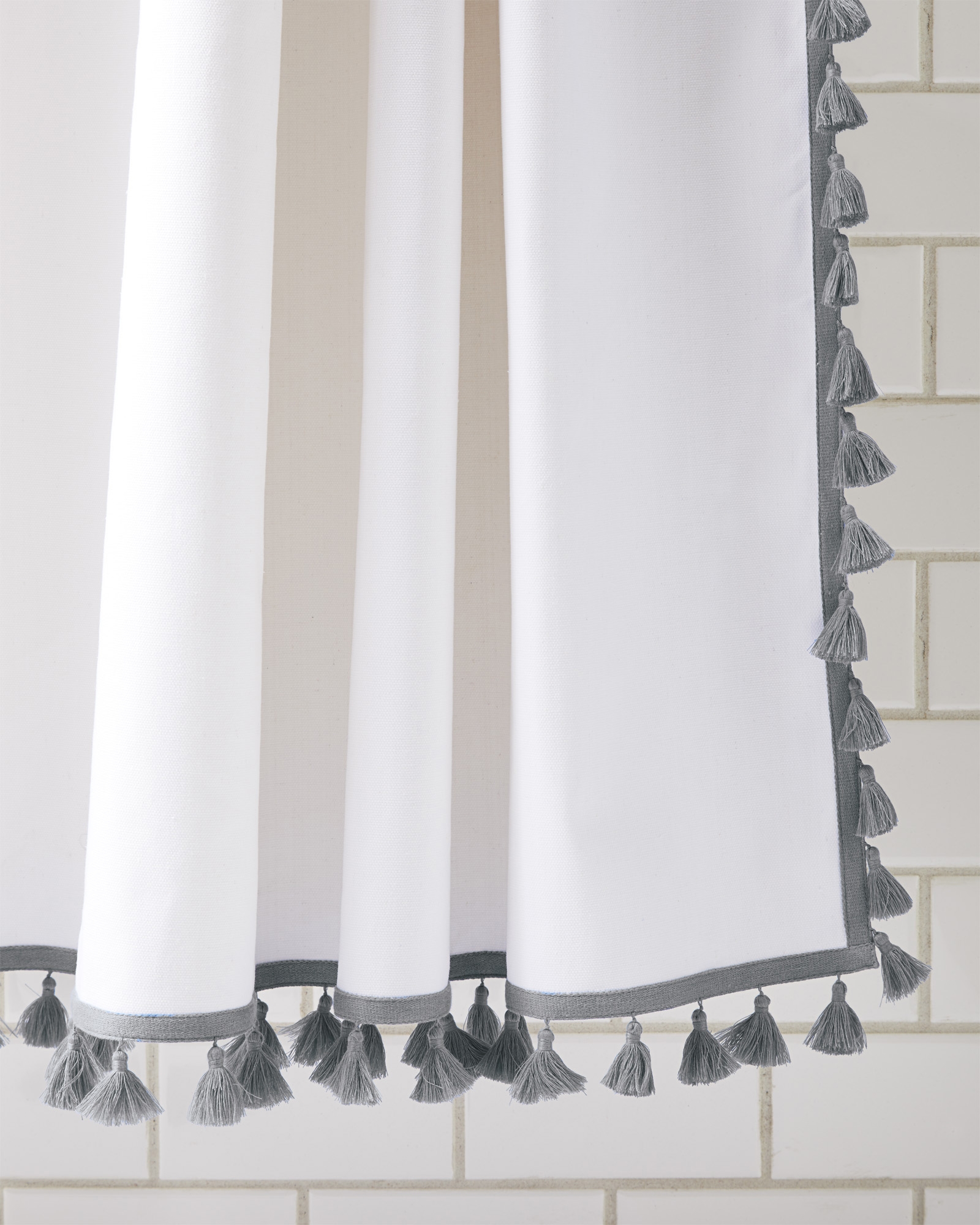 French Tassel Shower Curtain - Smoke - Image 0
