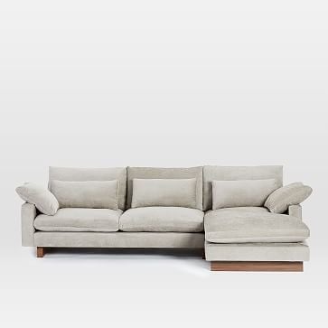 Harmony Sectional Set 01: Left Arm 2.5 Seater Sofa, Right Arm Chaise, Distressed Velvet, Olive, Dark Walnut, Down - Image 4