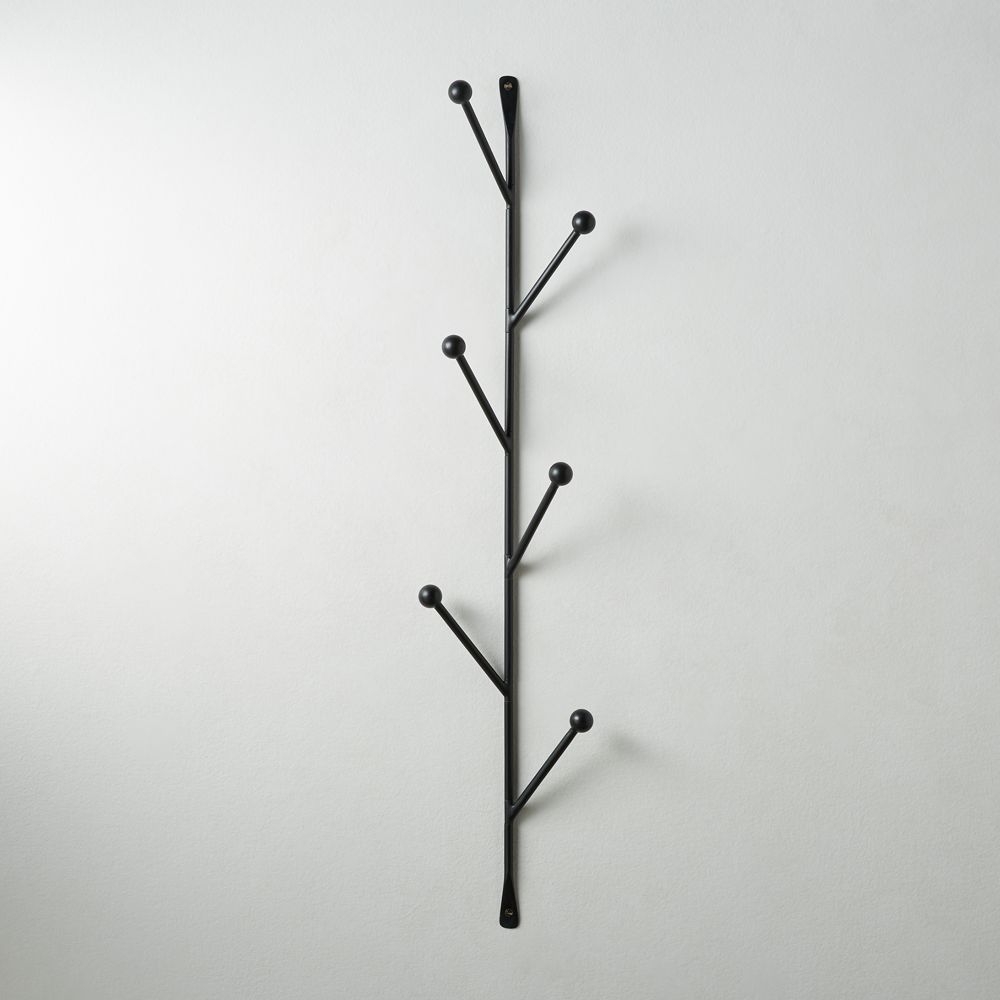 Barker Matte Black Vertical Wall Mounted Coat Rack - Image 0