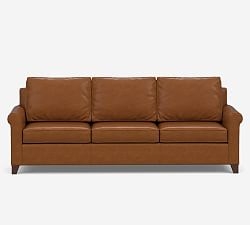 Cameron Roll Arm Leather Grand Sofa 100", Polyester Wrapped Cushions, Leather Signature Maple - Image 1