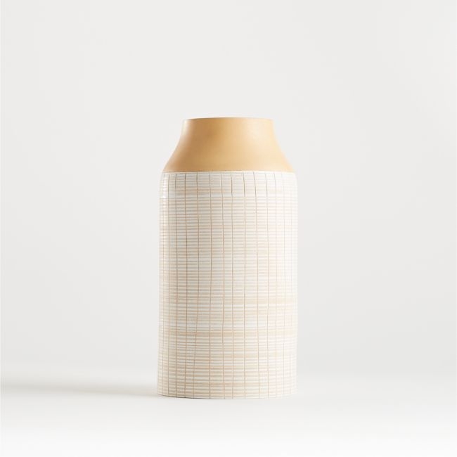 Soto White Wood Vase 12" - Image 0