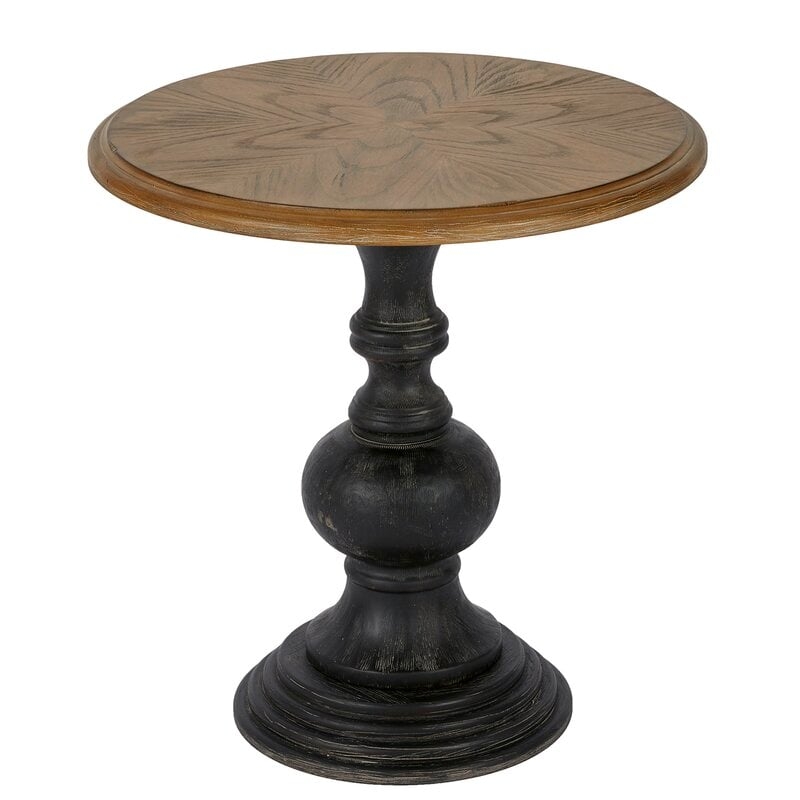 Earleton Pedestal End Table, Black - Image 0